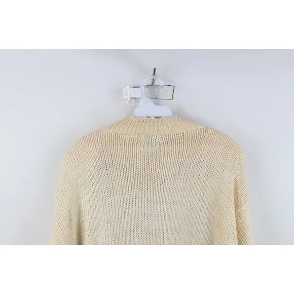 Deadstock Vintage 90s Streetwear Womens Medium Hand Knit Flower Floral Sweater - Picture 14 of 15